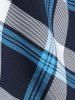 Checked Frilled Cinched Handkerchief Hem Top and Lace Up Split Flare Pants Plus Size Outfit - Bleu 