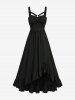 Solid Textured Ruffles Ruched Asymmetric Dress -  