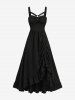 Solid Textured Ruffles Ruched Asymmetric Dress -  