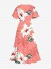 Coconut Tree Flower Leaf Print Hawaii Split Pocket A Line Midi Dress -  