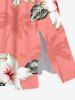 Coconut Tree Flower Leaf Print Hawaii Split Pocket A Line Midi Dress -  