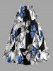 Colorblock Flower Print Hawaii Split A Line Skirt - Noir L
