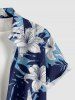 Tropical Leaf Flower Print Hawaii Button Pocket Shirt For Men -  