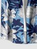 Tropical Leaf Flower Print Hawaii Button Pocket Shirt For Men -  