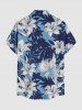 Tropical Leaf Flower Print Hawaii Button Pocket Shirt For Men -  