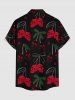 Skulls Cherry Print Hawaii Button Pocket Shirt For Men - Rouge S
