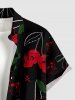 Skulls Cherry Print Hawaii Button Pocket Shirt For Men - Rouge S