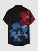 Two Tone Flower Print Hawaii Button Pocket Shirt For Men - Noir 5XL