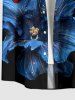 Two Tone Flower Print Hawaii Button Pocket Shirt For Men - Noir 5XL