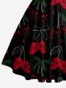 Skulls Cherry Print Hawaii Halter Crisscross Strappy A Line Dress - Rouge XS