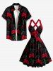Skulls Cherry Print Hawaii Halter Crisscross Strappy A Line Dress - Rouge XS
