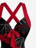 Skulls Cherry Print Hawaii Halter Crisscross Strappy A Line Dress - Rouge XL