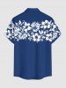 Hibiscus Flower Tropical Leaf Print Buttons Pocket Hawaii Shirt For Men -  