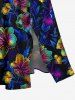 Hibiscus Flower Leaf Print Split Hawaii Midi Dress -  