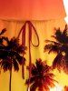 Coconut Tree Ombre Print Cinched Hawaii Romper - Orange Foncé XXS