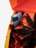 Coconut Tree Ombre Print Cinched Hawaii Romper - Orange Foncé XXS