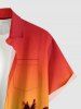 Matching Hawaii Shirt and Romper Beach Outfit Coconut Tree Ombre Print for Couples -  