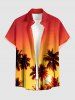 Matching Hawaii Shirt and Romper Beach Outfit Coconut Tree Ombre Print for Couples -  