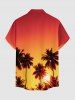 Matching Hawaii Shirt and Romper Beach Outfit Coconut Tree Ombre Print for Couples -  