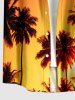 Matching Hawaii Shirt and Romper Beach Outfit Coconut Tree Ombre Print for Couples -  