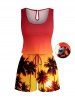 Matching Hawaii Shirt and Romper Beach Outfit Coconut Tree Ombre Print for Couples -  