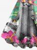 Cat Mountain Print Hawaii A Line Dress - Émeraude XS