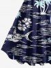 Coconut Tree Flower Sea Shark Print Hawaii A Line Dress -  