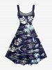 Coconut Tree Flower Sea Shark Print Hawaii A Line Dress -  
