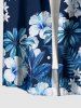 Hibiscus Flowers Leaf Print Buttons Pocket Hawaii Shirt For Men - Bleu Marine 5XL