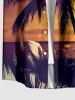 Coconut Tree Sun Seascape Print Buttons Pocket Hawaii Shirt For Men - Brun Doré 2XL