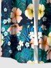 Flowers Tropical Leaf Print Buttons Pocket Hawaii Shirt For Men - Turquoise Foncée 5XL