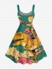 Dinosaur Cat Cloud Print Hawaii Tank Dress -  