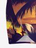 Coconut Tree Sun Seascape Print Convertible Hawaii Beach Cover - Brun Doré 1X