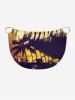 Coconut Tree Sun Seascape Print Convertible Hawaii Beach Cover - Brun Doré 1X