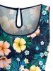 Flowers Tropical Leaf Print Cinched Hawaii Romper -  