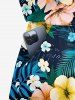Flowers Tropical Leaf Print Cinched Hawaii Romper -  