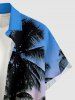 Coconut Tree Ombre Colorblock Print Buttons Pocket Hawaii Shirt For Men -  
