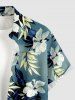 Hibiscus Flower Tropical Leaf Print Buttons Pocket Hawaii Shirt For Men -  