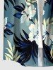 Hibiscus Flower Tropical Leaf Print Buttons Pocket Hawaii Shirt For Men -  