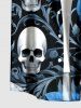 Skulls Flower Leaf Print Buttons Pocket Hawaii Shirt For Men - Bleu Ciel 2XL