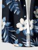 Chemise hawaïenne grande taille pour homme, à imprimé feuilles d'hibiscus, boutons et poche. - Bleu profond 6XL