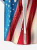 Patriotic American Flag Print Buttons Pocket Shirt For Men - Bleu 3XL