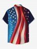 Patriotic American Flag Print Buttons Pocket Shirt For Men -  