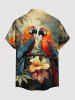 Chemise hawaïenne grande taille pour homme, à imprimé perroquet, fleurs et feuilles, boutons et poche. - Olive Verte L