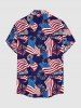 Men's Patriotic American Flag Fireworks Print Buttons Pocket Shirt -  
