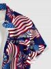 Men's Patriotic American Flag Fireworks Print Buttons Pocket Shirt -  