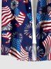 Men's Patriotic American Flag Fireworks Print Buttons Pocket Shirt -  