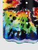 Spiral Tie Dye Cat Print Buttons Pocket Hawaii Shirt For Men - Vert L