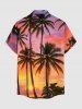 Coconut Tree Ombre Print Buttons Pocket Hawaii Shirt For Men - Violet clair S