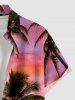 Coconut Tree Ombre Print Buttons Pocket Hawaii Shirt For Men - Violet clair S